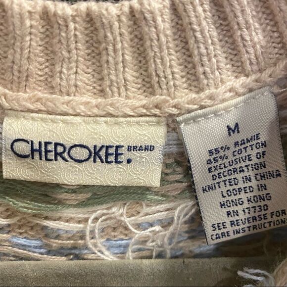 Cherokee Vintage Boho Cottagecore Embroidered Crochet Floral Button Up Sweater - Picture 3 of 5